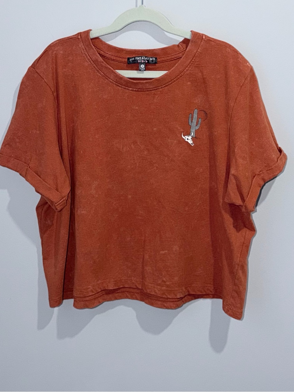 Love Peace & Lazy Days Feel The Sunset Cropped Graphic Tee Orange Terracotta